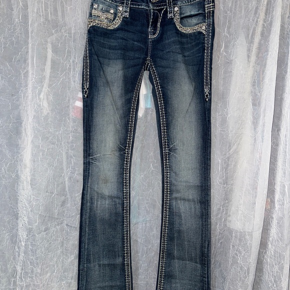 Rock Revival Dark Blue Embellished Boot Cut Jeans - Picture 3 of 5